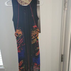 Black and Flora Dress, Size Medium (Vintage Concept)